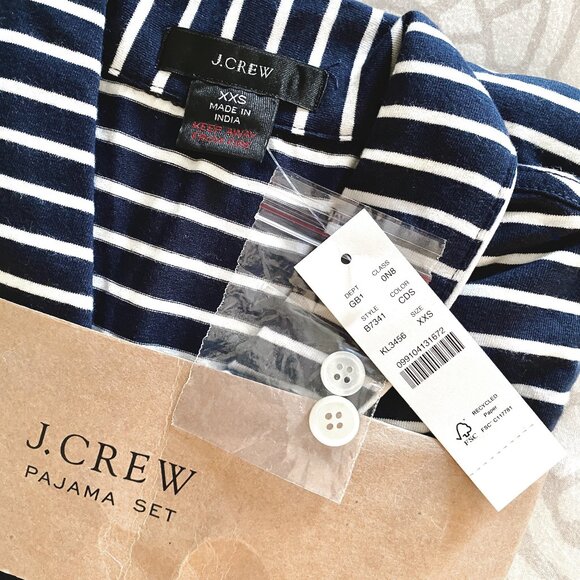 NWT J.Crew Dreamy Cotton Pajama Pant Set - Navy and White Striped | XXS - Picture 3 of 6